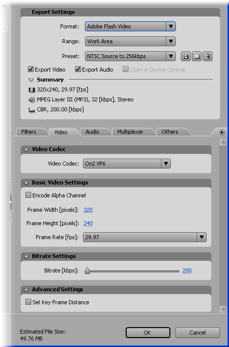 Export Settings - Adobe Flash Video