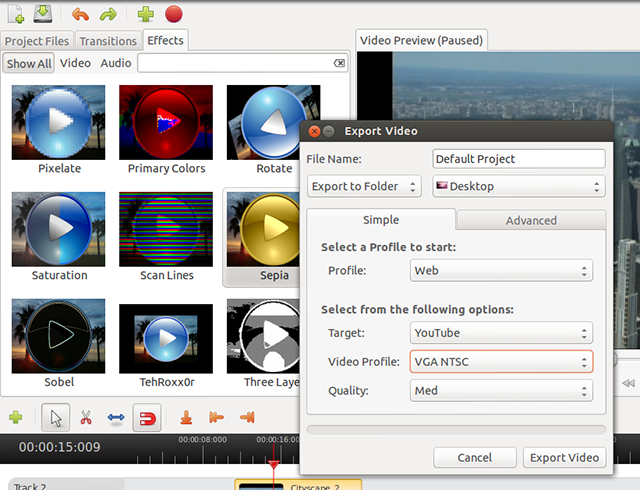 export fast forward video and specific size openshot video editor